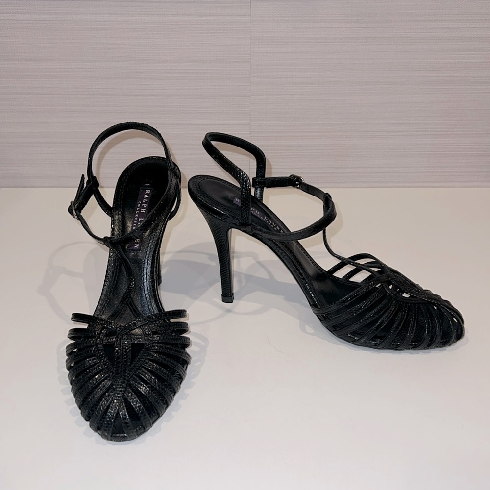 Ralph Lauren Purple Label Belizia black lizard pump (size 8B) NWOT
